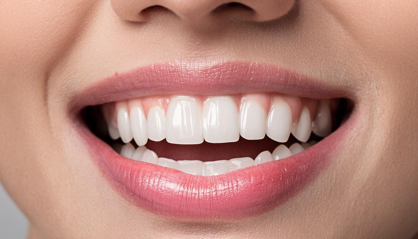 Detaliu de ceramică dentară și zâmbet natural, cu transluciditate discretă — E-max (imagine editorială)